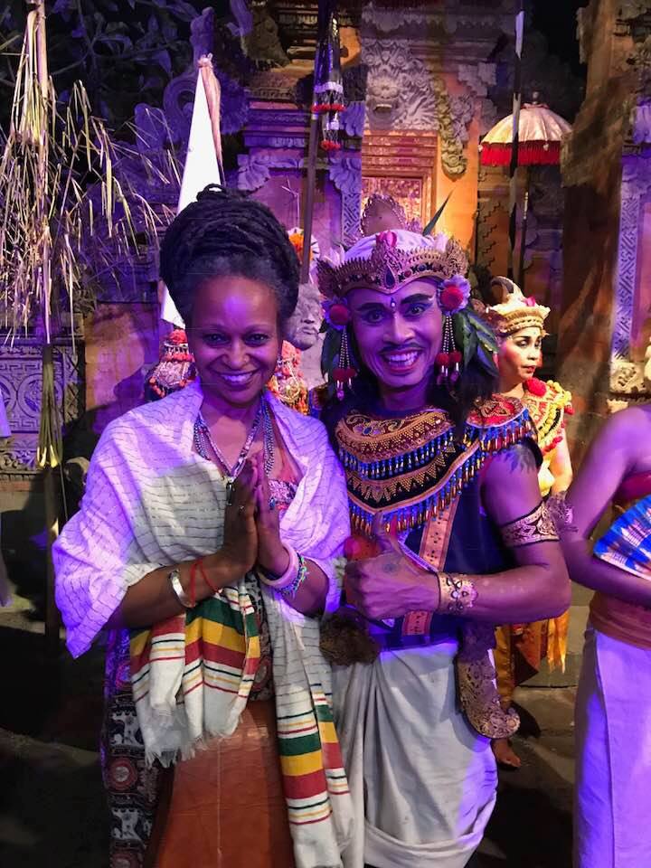 In Denpasar, Bali with a Balinese Theatre performing artist